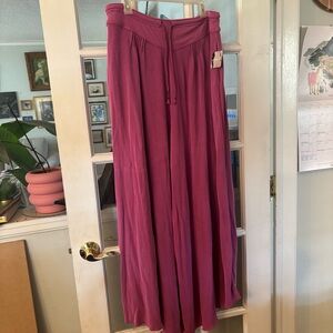 Free People Flowy Pink Wide-Leg Pants